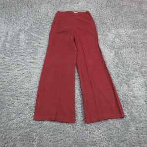 Faithfull The Brand Dress Pants Womens 2 Red Linen Wide Leg Zip 24x28.5*